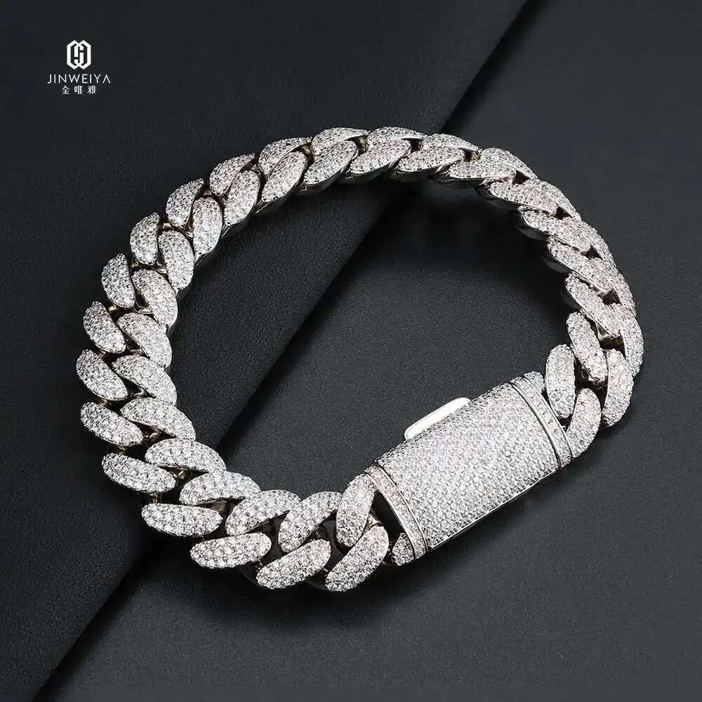 

Изготовленные на заказ браслеты-цепочки с муассанитом, браслеты Iced Out, позолоченные 18 карат, кубинский браслет-цепочка для мужчин