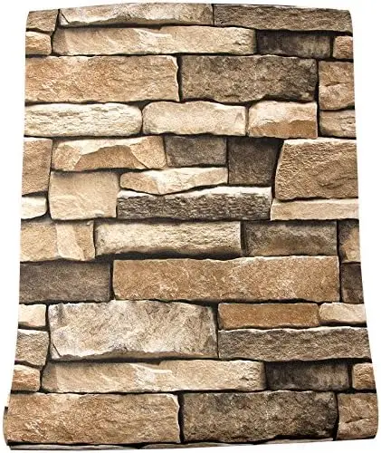 

3D Stone Peel and Stick Wallpaper Self-Adhesive Removable 17.7"x393" Vinyl for Backsplash Countertop Wall Easy to Clean