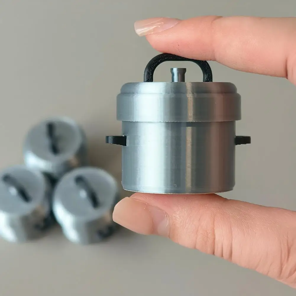 Miniature Pressure Cooker Model 3D Printed Tiny Cookware Ornament with Decompression Button Stress Relief Fidget Toy for Office