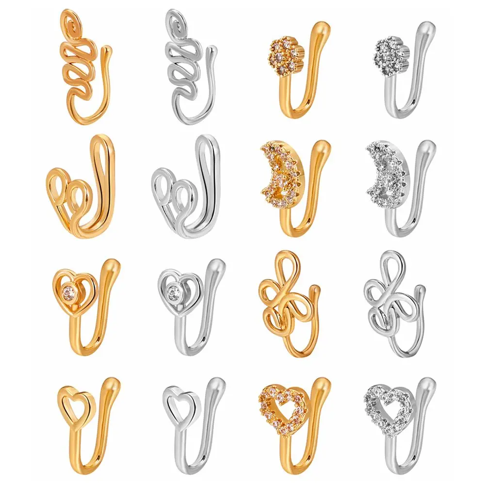 

Women and Girls Fake Nose Cuff Crystal Nose Cuffs Nose Ring Cuffs Non-Piercing Clip-On Nose Ring African Nose Cuff