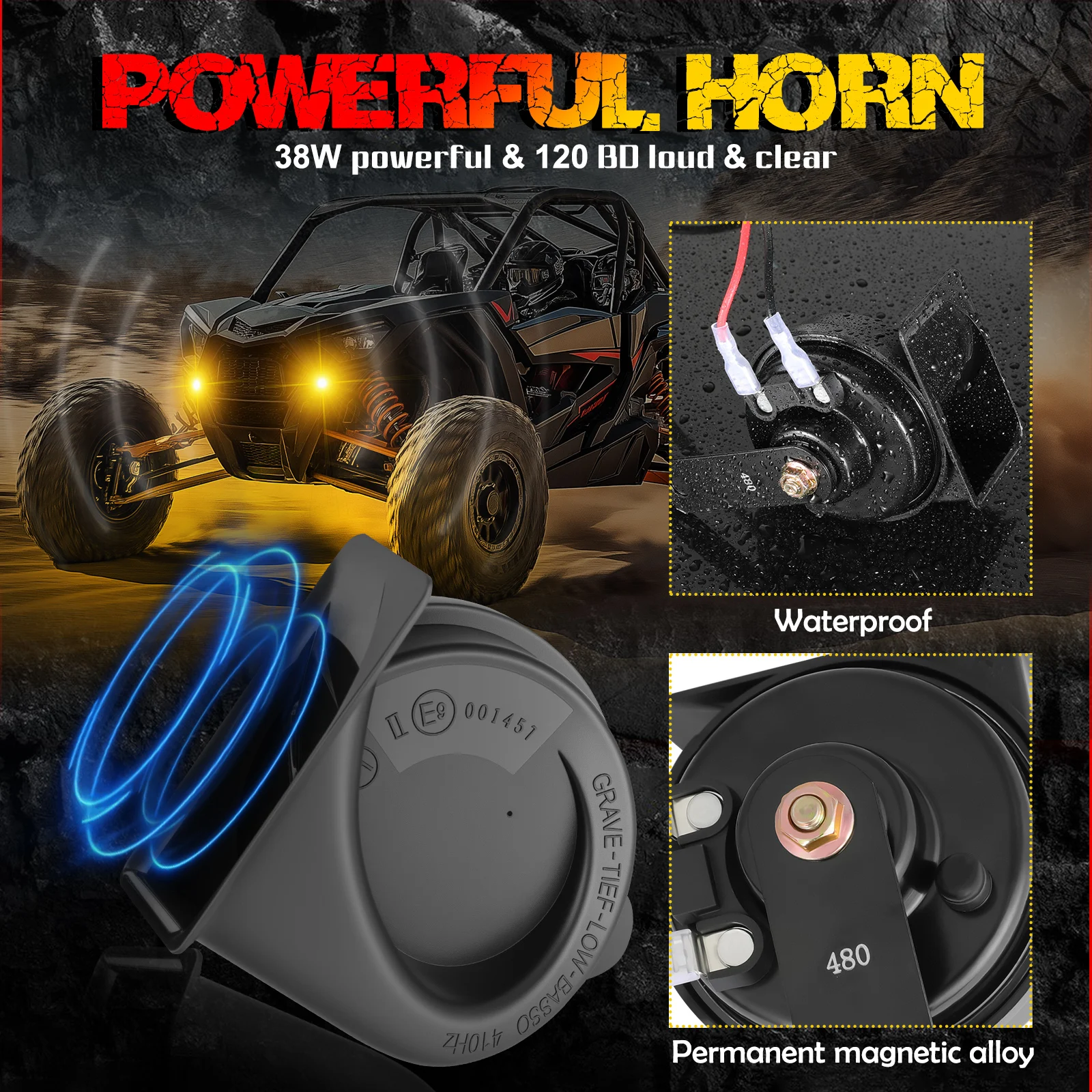 العالمي UTV بدوره إشارة القرن الشارع القانوني عدة ل بولاريس رينجر جنرال RZR الثقيلة مفتاح رافعة سوداء مع ضوء الخطر #4