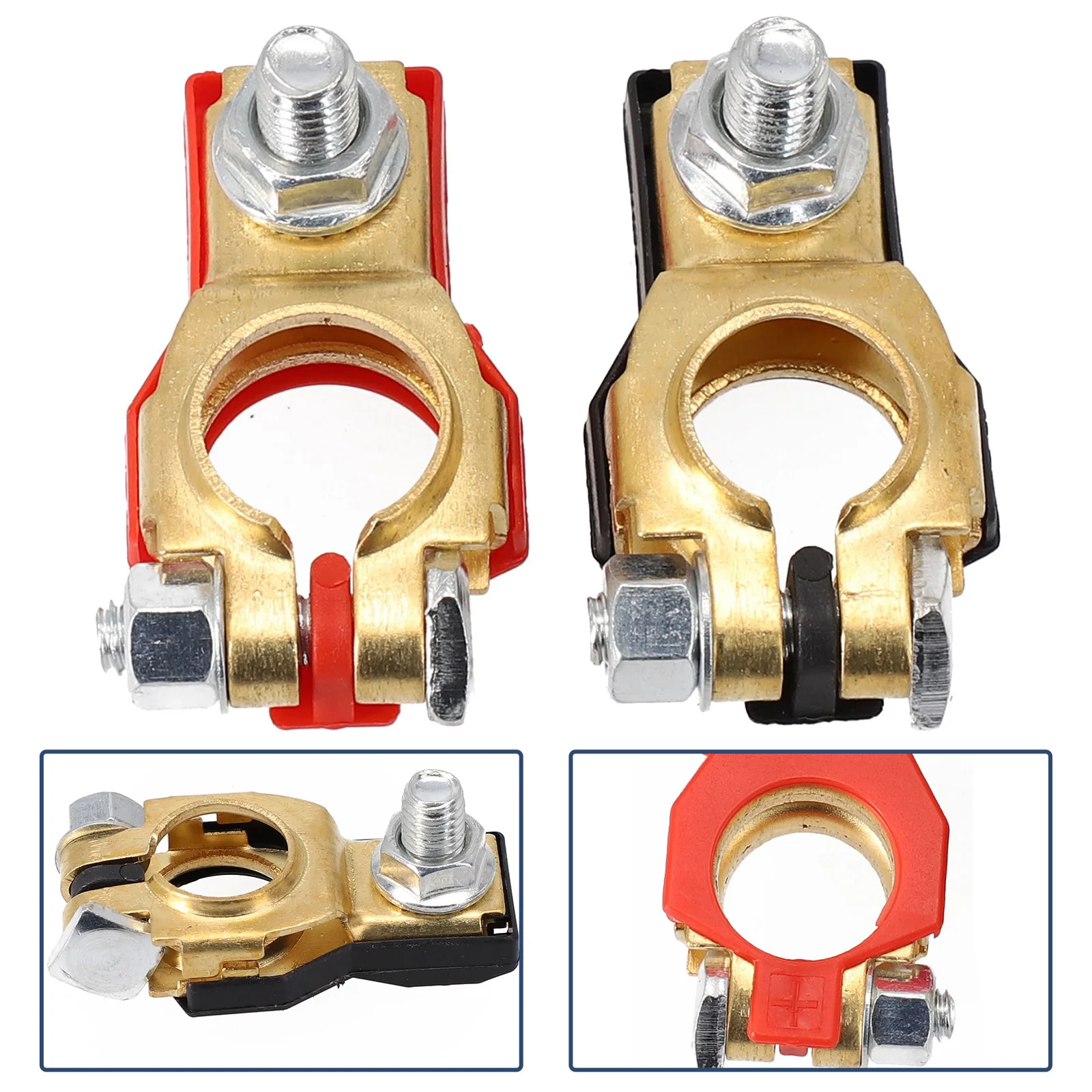 

2PCS Automotive Battery Terminal Clamps Compatible with For Car For Caravan Boat 12V 24V Battery Positive Negative Terminals