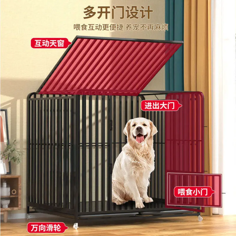 

Dog Cage Large Medium Dog Indoor with Toilet Separation Bold Pet Cage Golden Retriever Labrador Household Dog Cage