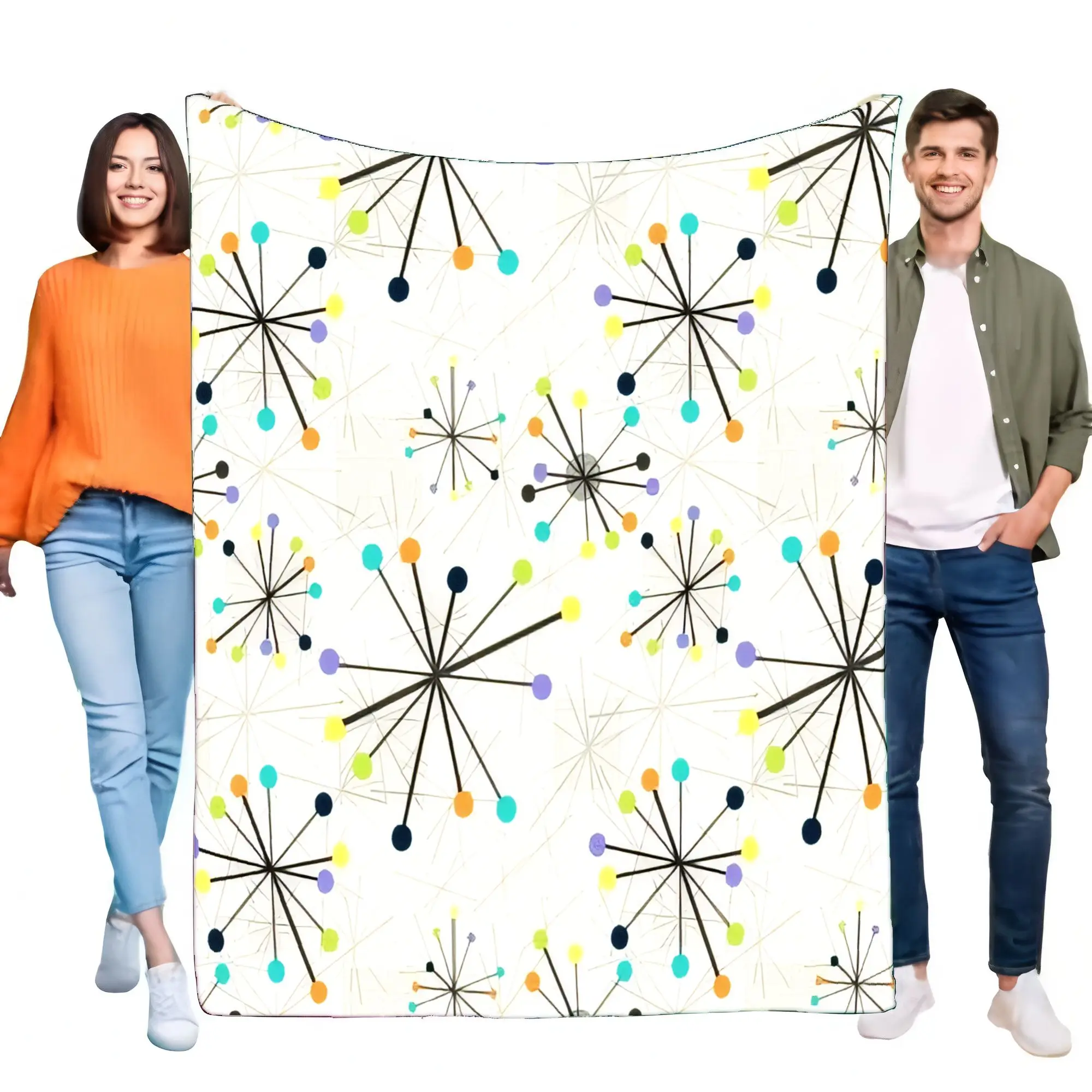 Colorful Geometric Pattern Blanket Soft Lightweight Cozy Throw Ideal for Home Decor, Sofa, Bed, and Outdoor Use, Perfect Birthda
