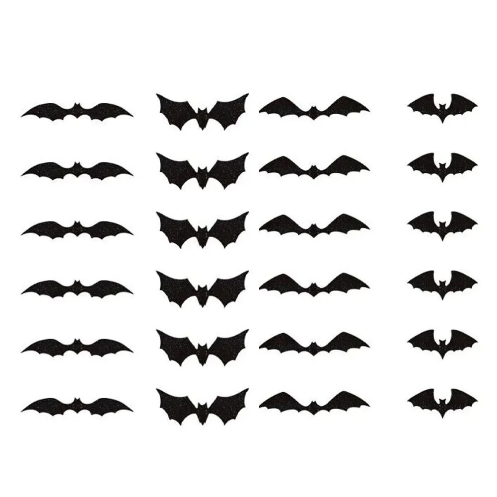 Wall Decoration Wall Sticker Realistic Spooky Touch Versatile 72Pcs Black Bat Easy To Apply Halloween Decoration