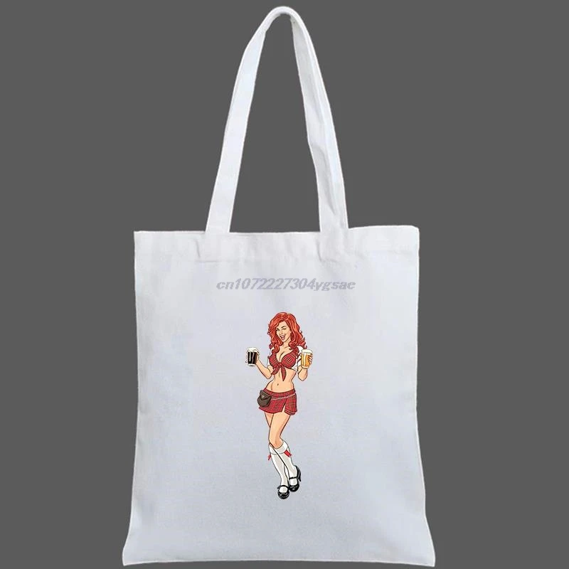 Beer Girls graphic Shoulder Bag Student Female Handbag Reusable shopping bags canvas tote bag hand bags for shopping