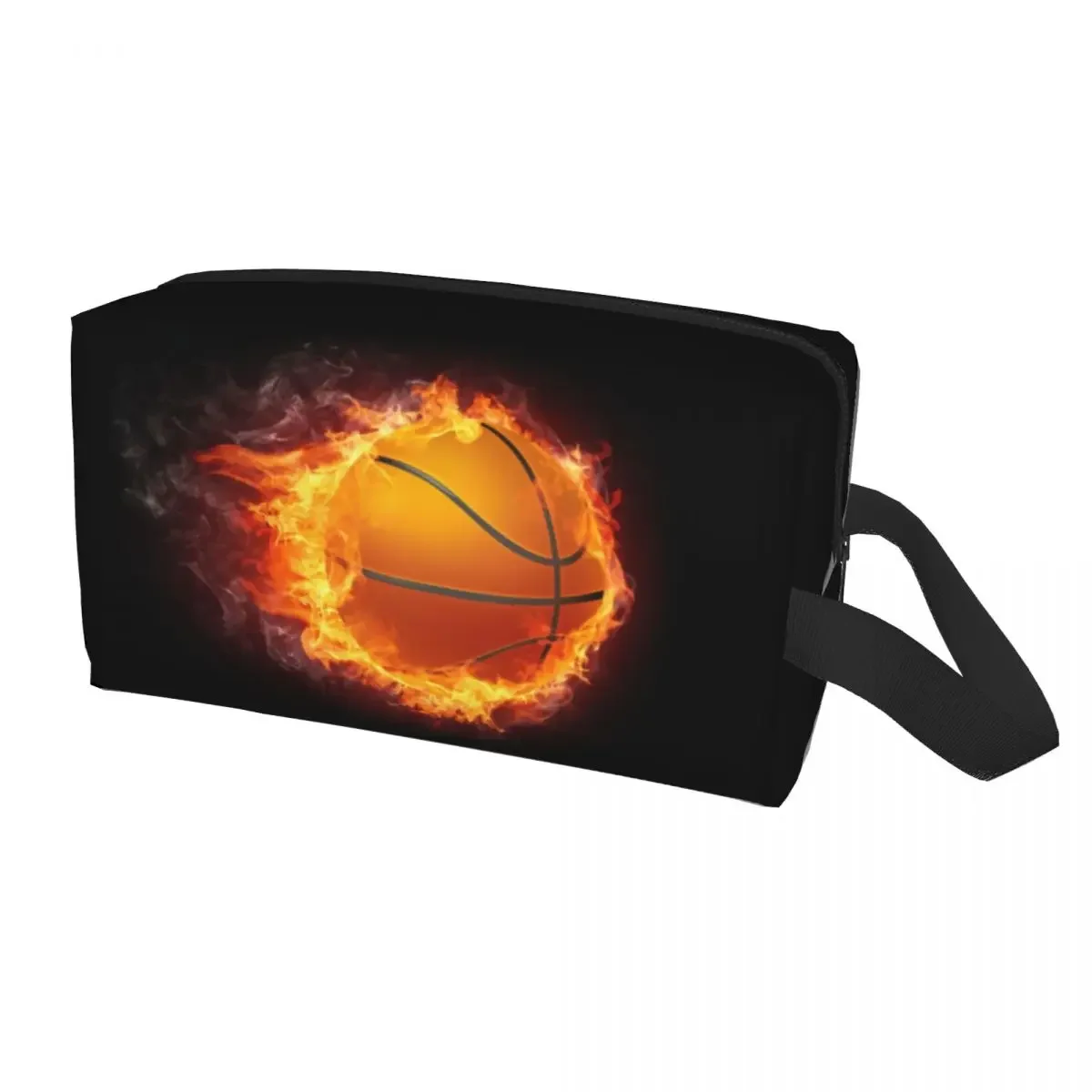 

Flaming Basketball Makeup Bag for Women Travel Cosmetic Organizer Kawaii Sports Storage Toiletry Bags