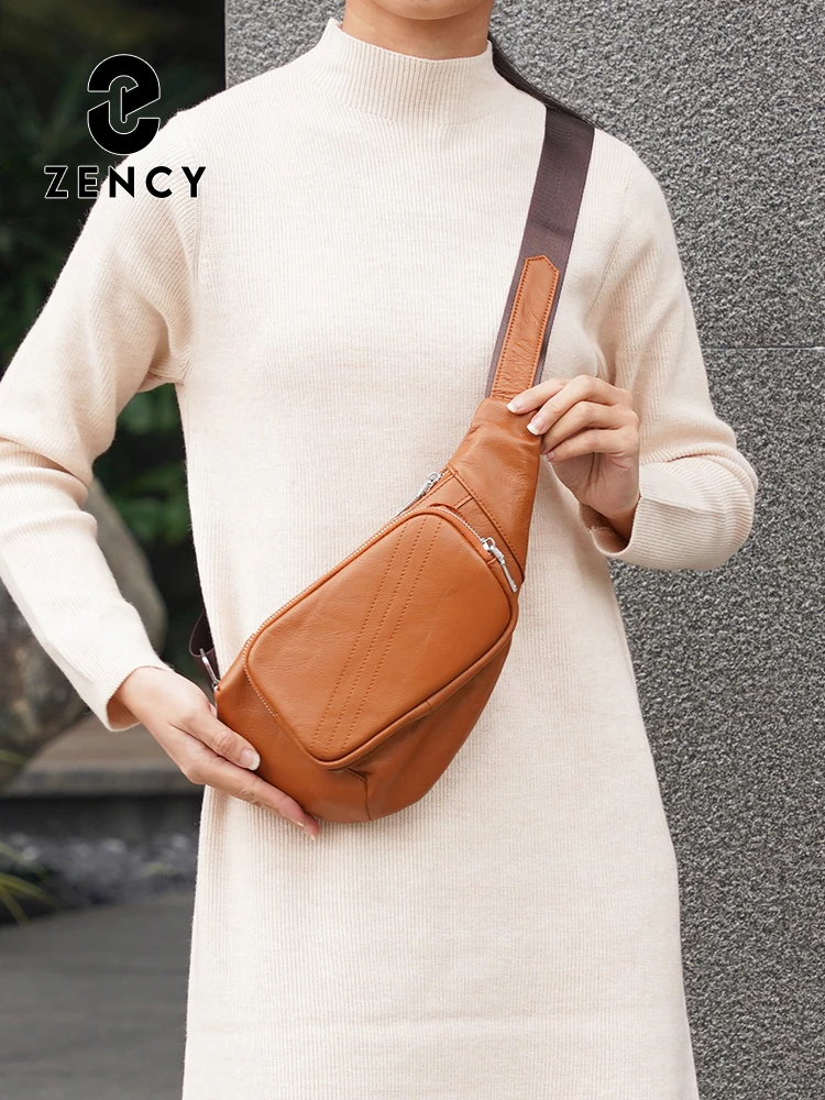 

Модная женская нагрудная сумка Zency, мужская сумка через плечо, противоугонная велосипедная сумка из натуральной кожи