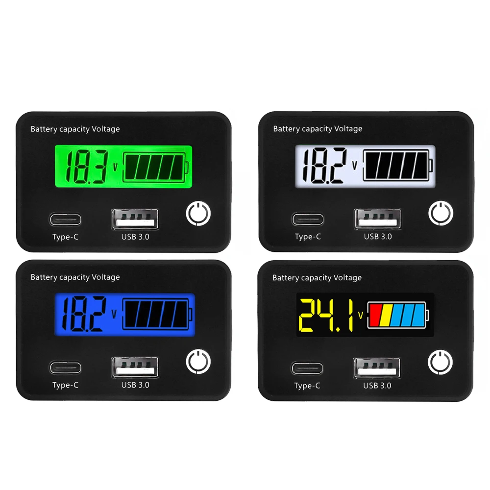 6140 DC8-30V 12V 24V Ternary LITHIUM แบตเตอรี่ตัวบ่งชี้ความจุ 6 โหมด LCD Digital Voltmeter เครื่องทดสอบแรงดันไฟฟ้าสําหรับรถยนต์รถจักรยานยนต์