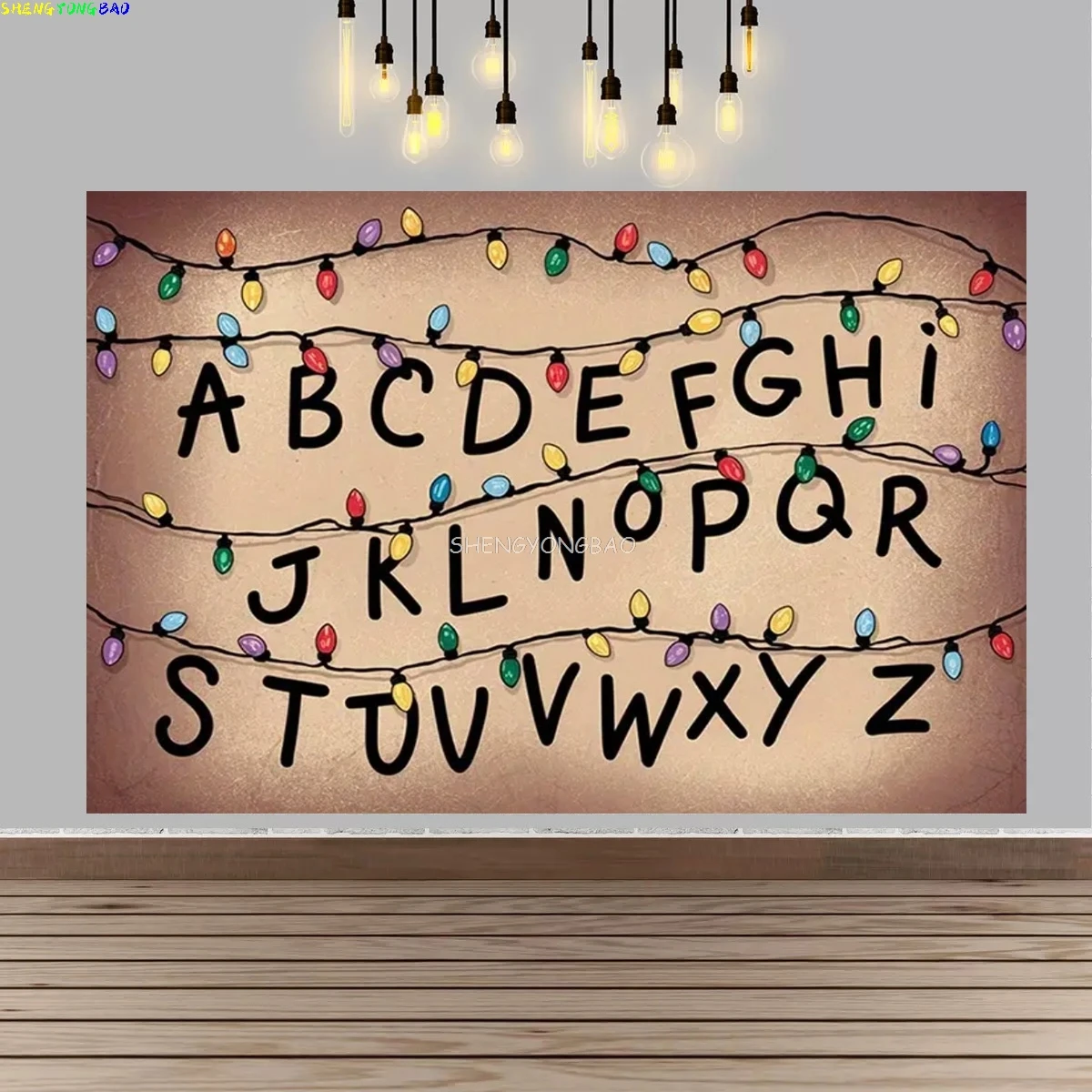 American TV Stranger Photography Backdrops Prop Lights Alphabet Banner Baby Gift Party Decoration Photo Studio Background CB-02