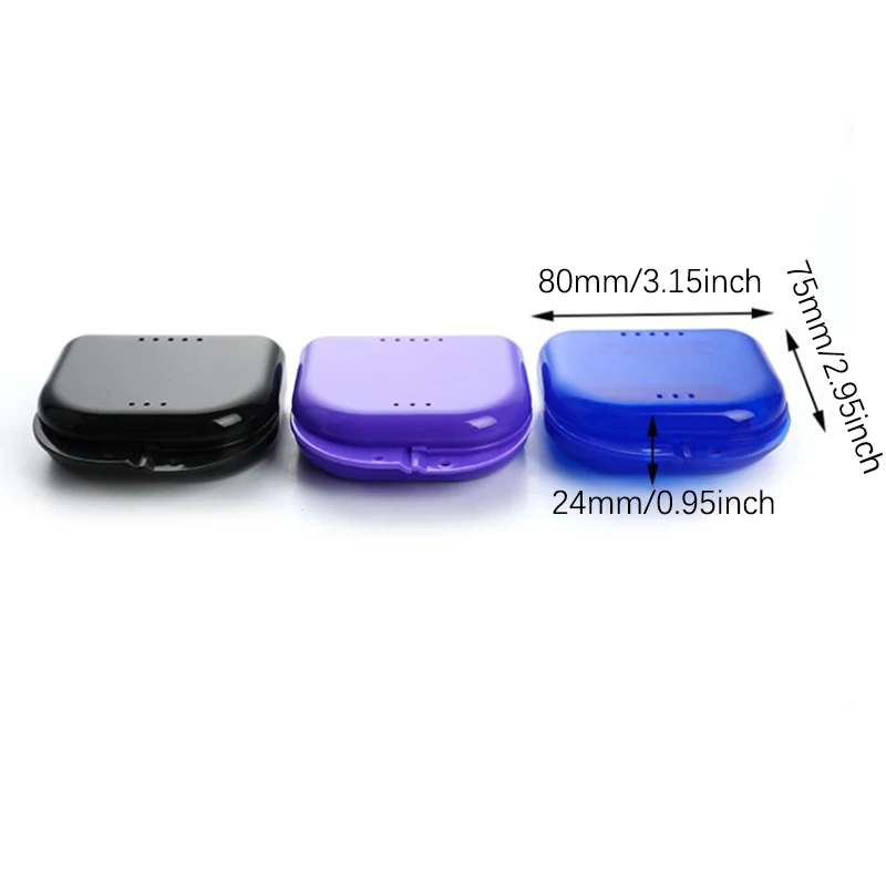 B*1PCS Tooth Retainer Box Brace Container Mouthguard Guard Denture Storage Case Cleaner 80*75*24mm