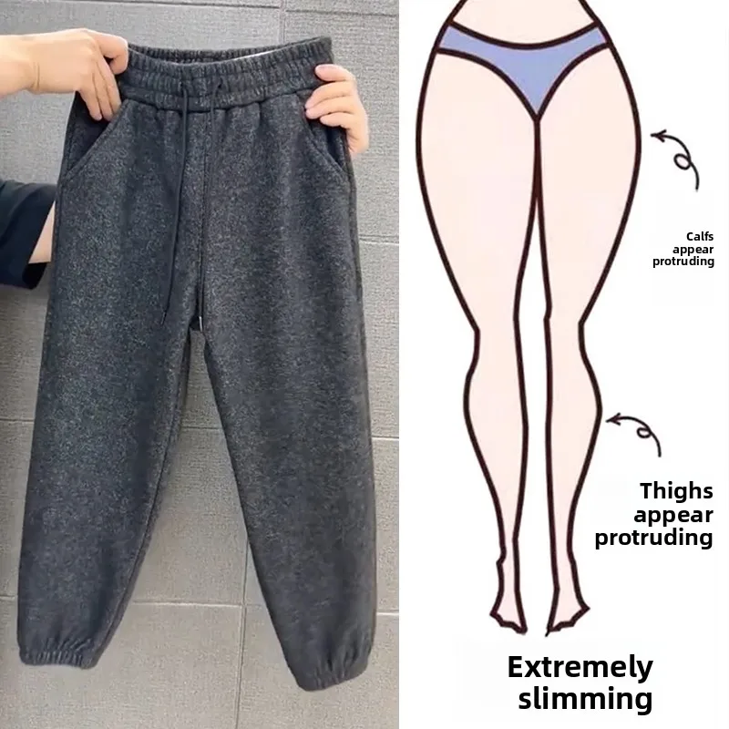 

Thickened Warm Casual Pants for Women plus Size Conceal Meat Slimming Trousers High Waist Straight Leg Harlan Pants
