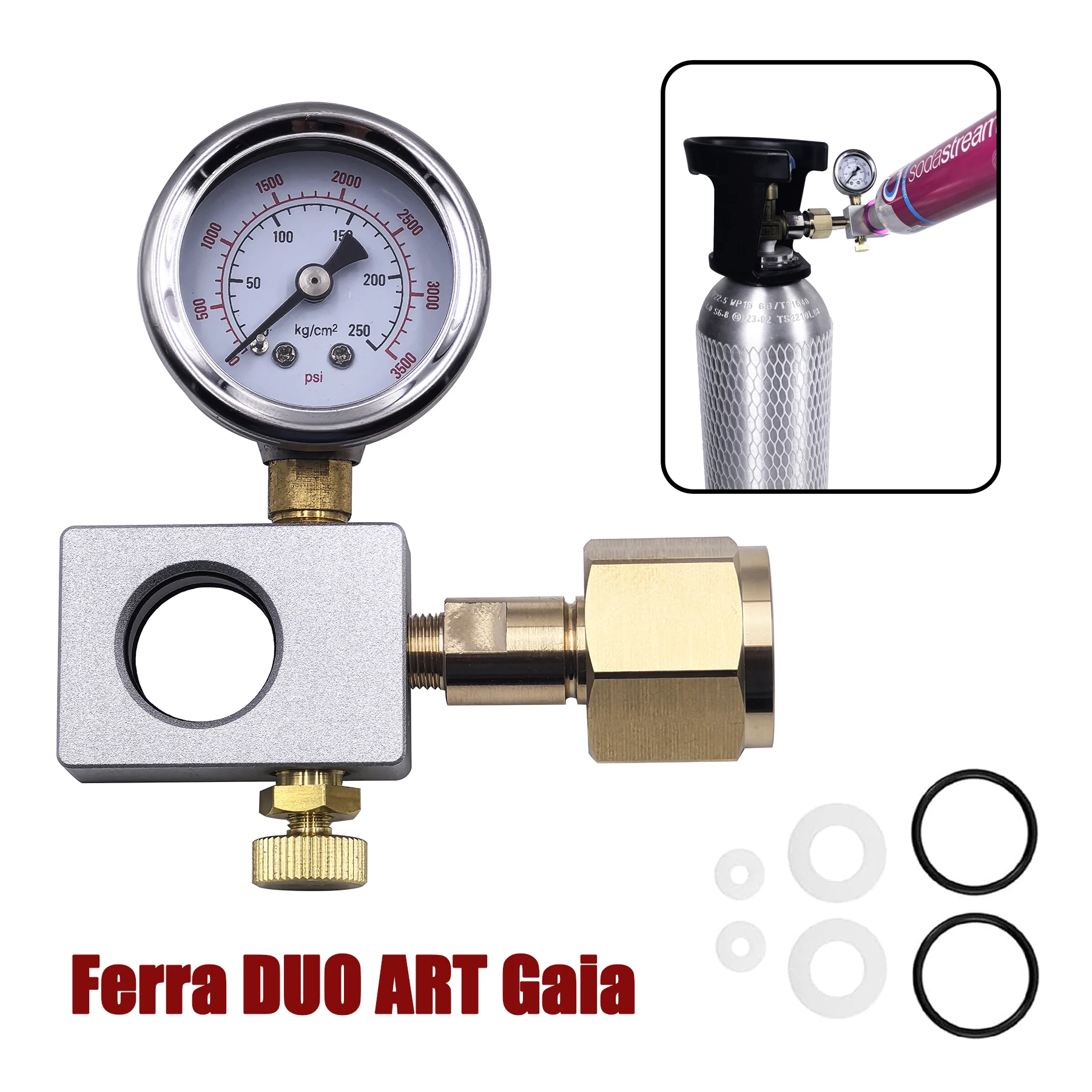 Soda Water Carbon Doxide Cylinder Fill Station Refill Adapter for Terra, DUO, ART, Gaia, Filling Pink CO2 Bottle Quick Connect