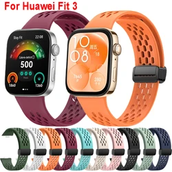 Silicone Strap For Huawei Watch Fit 3 Sport Hollow Breathable Band Magnetic Buckle Wristband For Huawei Fit 3 Fit3 Bracelet Belt