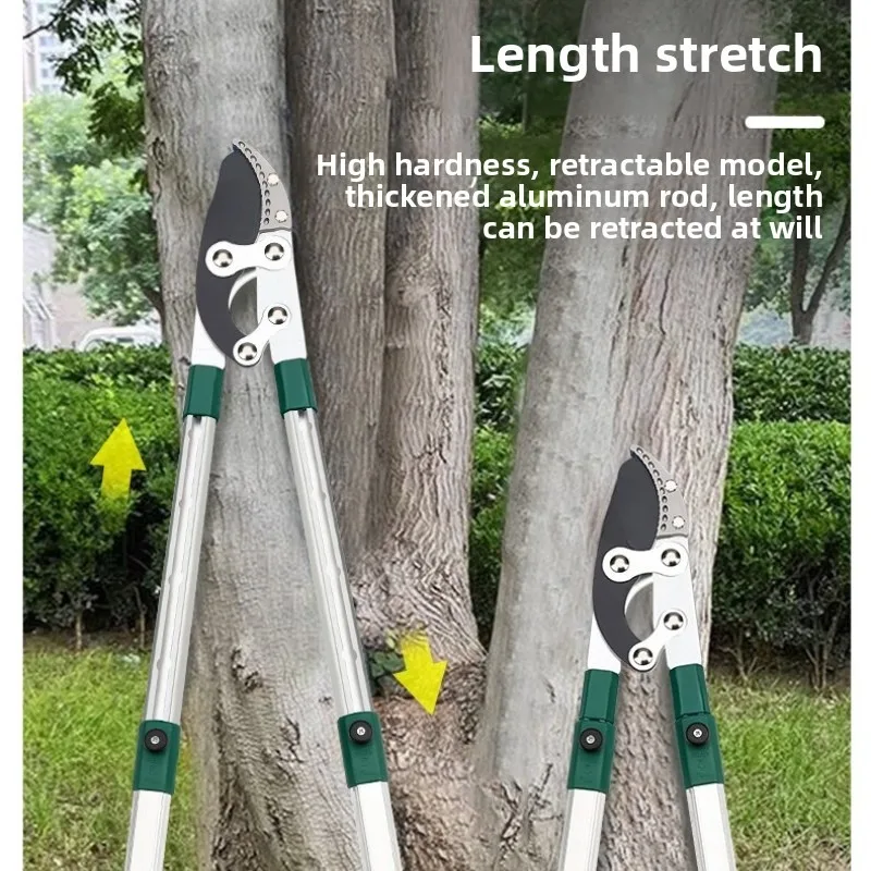 Heavy Duty Telescopic Tree Pruner  Blade Aluminum Non-Slip Handle Labor Saving Gardening Branch Cutter