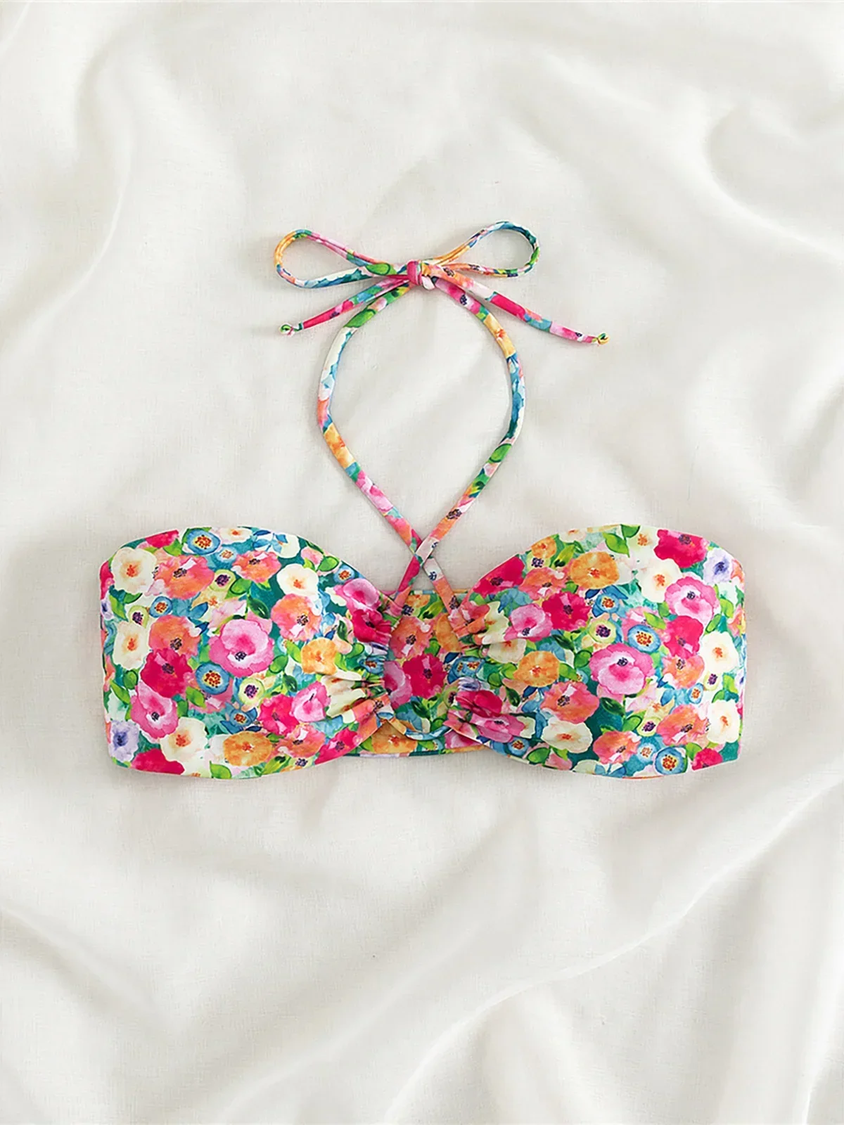 مثير الأزهار المطبوعة الرسن الدانتيل يصل بيكيني الإناث ملابس السباحة النساء قطعتين مجموعة البكيني الاستحمام ثوب السباحة السباحة K5026