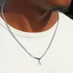 Initials Cuban Chain Necklaces for Men Boys,Waterproof A-Z 26 Alphabet Charm Pendant with 50cm/19.7