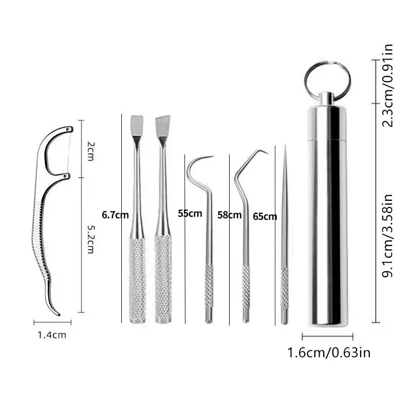 1pc Stainless Steel Toothpicks Pocket Set Portable Floss Pic