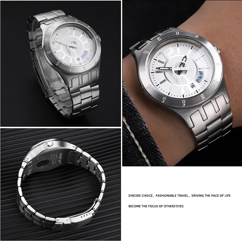 For Swatch Concave and Convex Interface Strap YTS401 YTS402 YTS407G YTB400 YTS403 409 Precision Steel Watch Chain Band 20mm