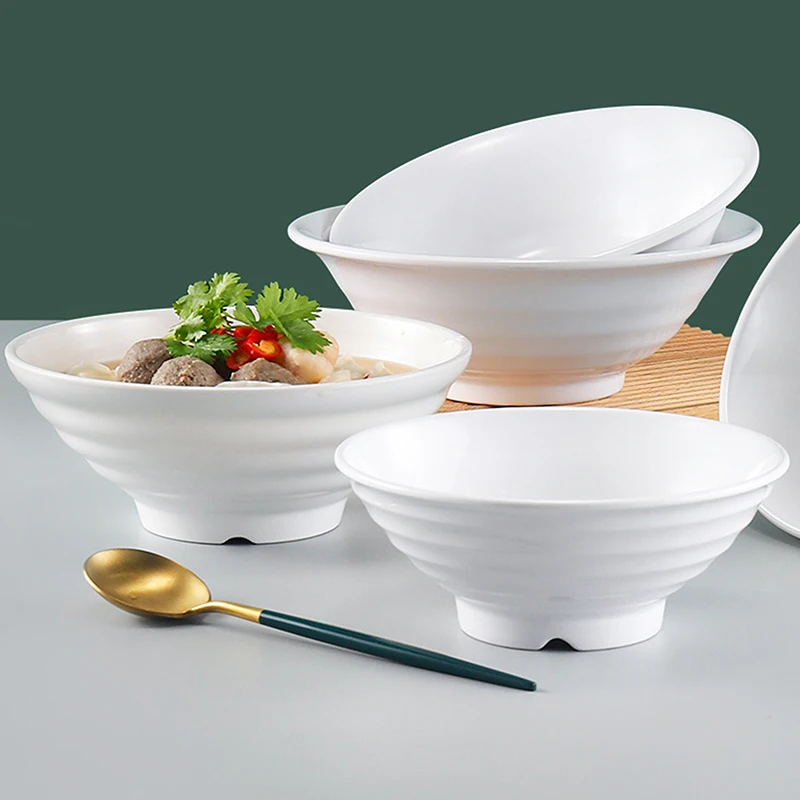 1Pc Melamine Noodle Bowl, Thickened Shatterproof Ramen Soup Bowl, Heavy-Duty Plastic Tableware for Home & Restaurant Use