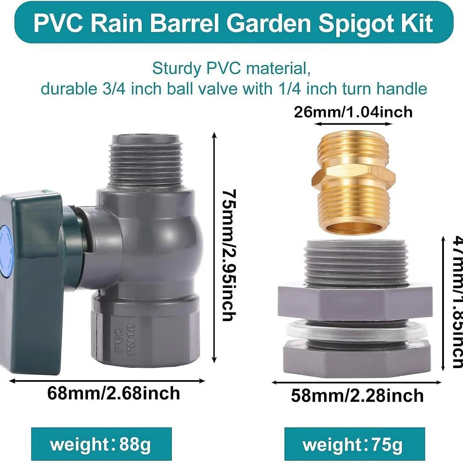 PVC Hose Faucet Adapter Kit Rain Barrel Spigot Water Transfer Garden Hose Connector for Aquarium Pool Irrigation