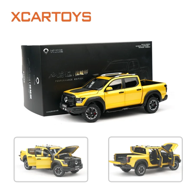 XCARTOYS 1/24 Diecast Car Great Wall Shanhai Cannon Performance Edition Golden Armor Alloy Pickup Truck Model Collectible Toy