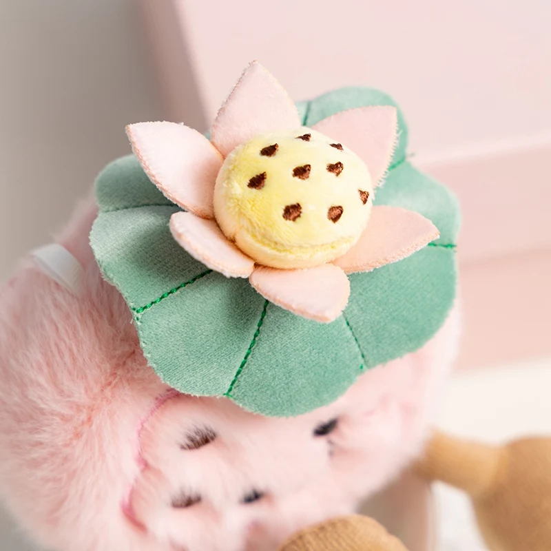 Kawaii 11cm simulação dos desenhos animados anime lótus sobremesa bolo boneca de pelúcia linda planta biscoito pingente artesanal bonecas mochila presentes
