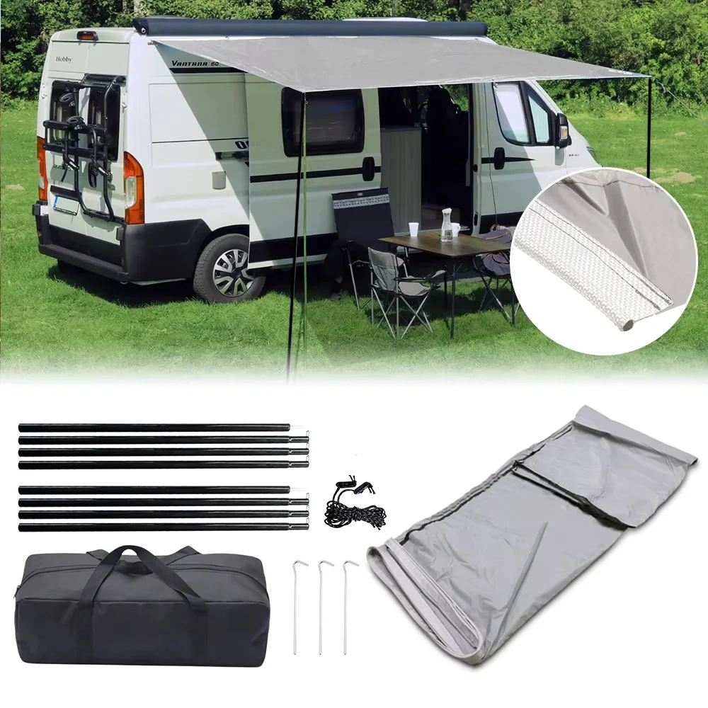 Wohnmobil-Sonnenschutz-Markise mit Keder-Einfassung 3x2,4m – Sonnensegel-Zubehör für Wohnwagen, Reisemobile und Camper