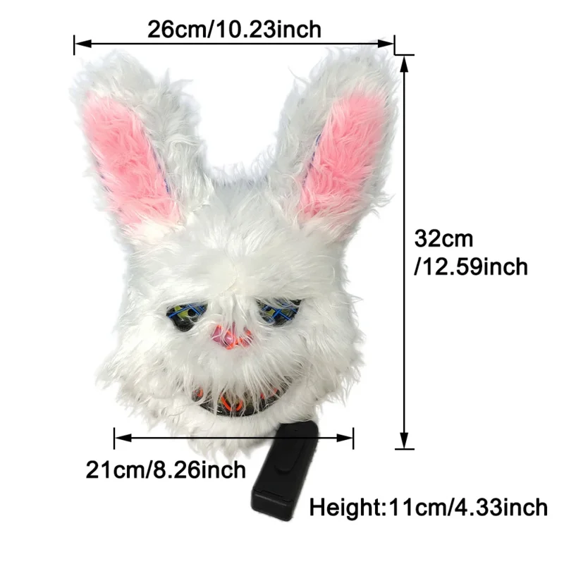 Halloween gruselige Maske Kaninchen Hase Maske Plüsch Kopf Cosplay Kostüm Requisiten Halloween Party führte leuchtende Maske