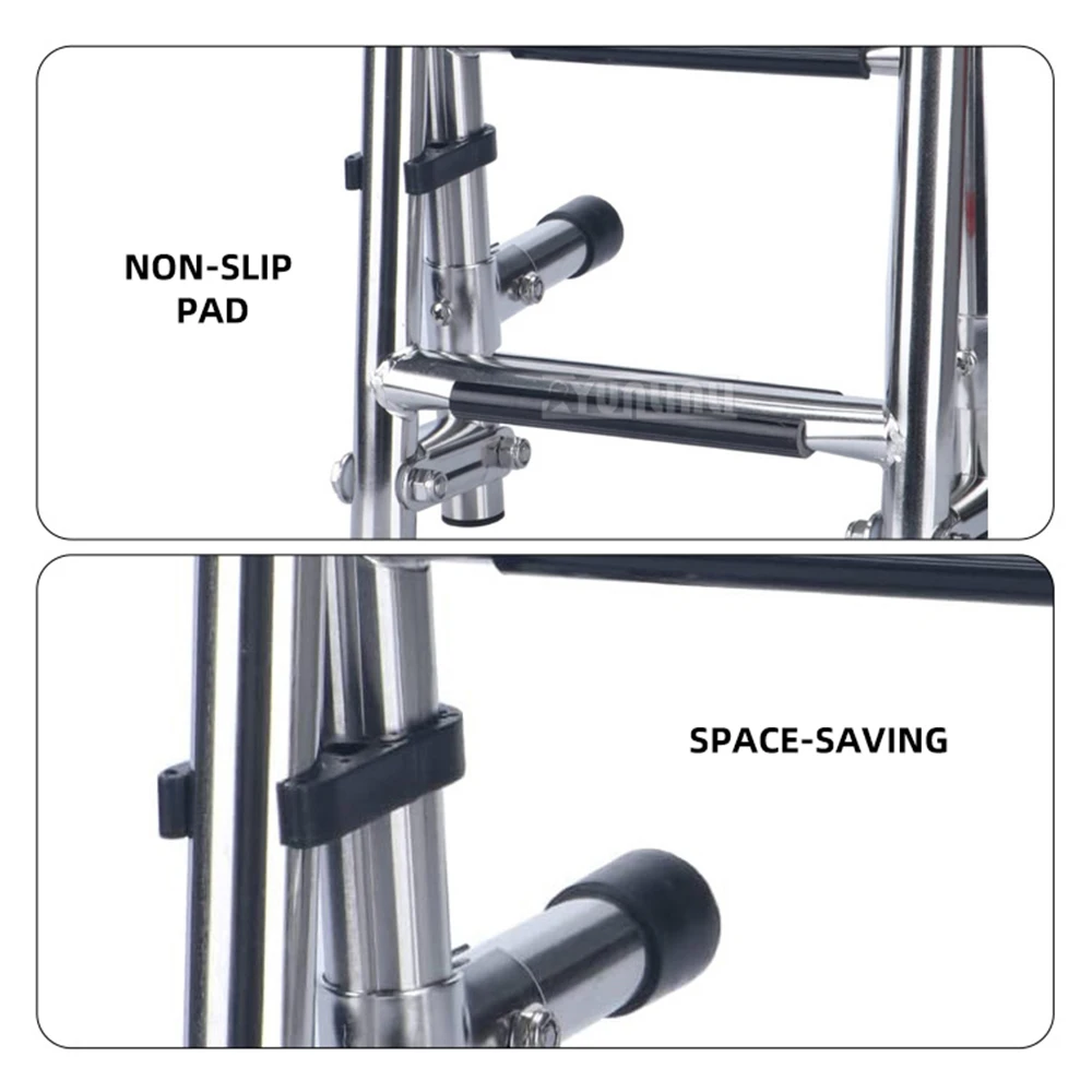Marine Stainless Steel Folding Ladder, Side Mount Transom Boarding Ladder, Ship Access Step Ladder, Marine Hardware