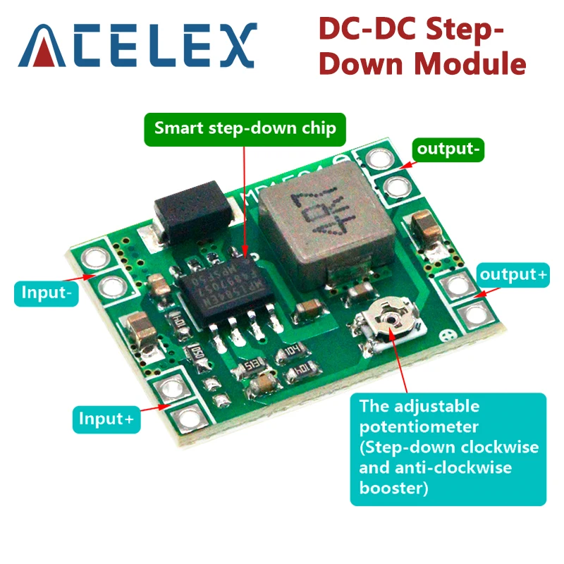 Ultra-Small Size DC-DC Step Down Power Supply Module MP1584EN 3A Adjustable Buck Converter forArduino Replace LM2596