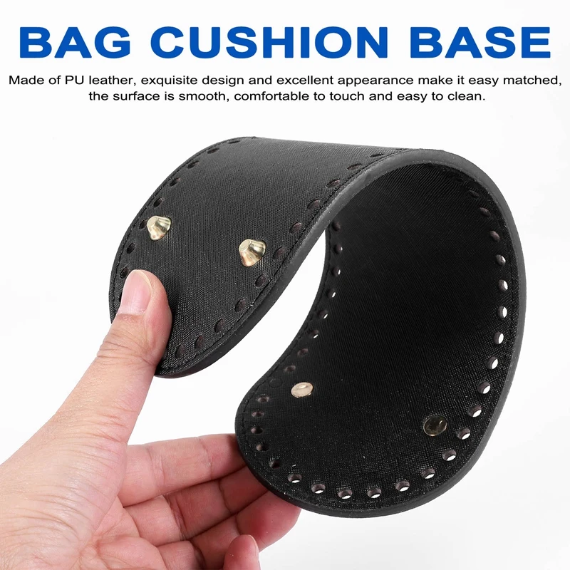 5 Pcs Oval Long Bag Bottom, PU Leather Nail Bottom Shaper Pad, Bag Cushion Base, Hand-Woven Bags Accessories With Holes