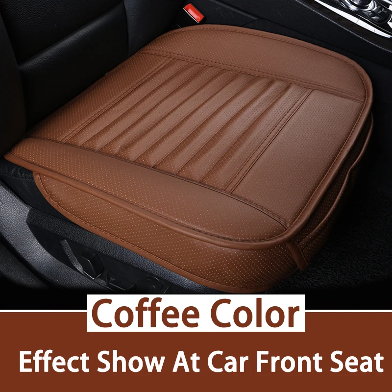 Car Seat Cover PU Leather Cushion All Season Universal Anti Slip Breathable And Easy To Clean Black Front Seat Protective Cove