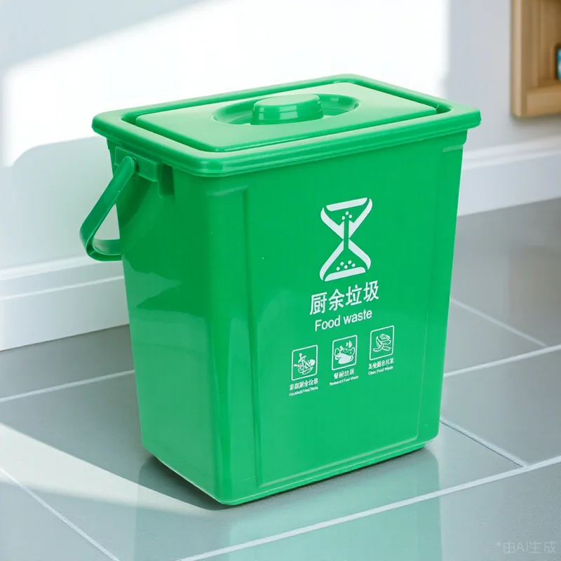 سلة مهملات مطبخ مستطيلة خضراء سعة 10 لتر مع غطاء صندوق سماد دلو نفايات الطعام بلاستيك قوي وموثوق يستخدم على نطاق واسع في المنزل #6