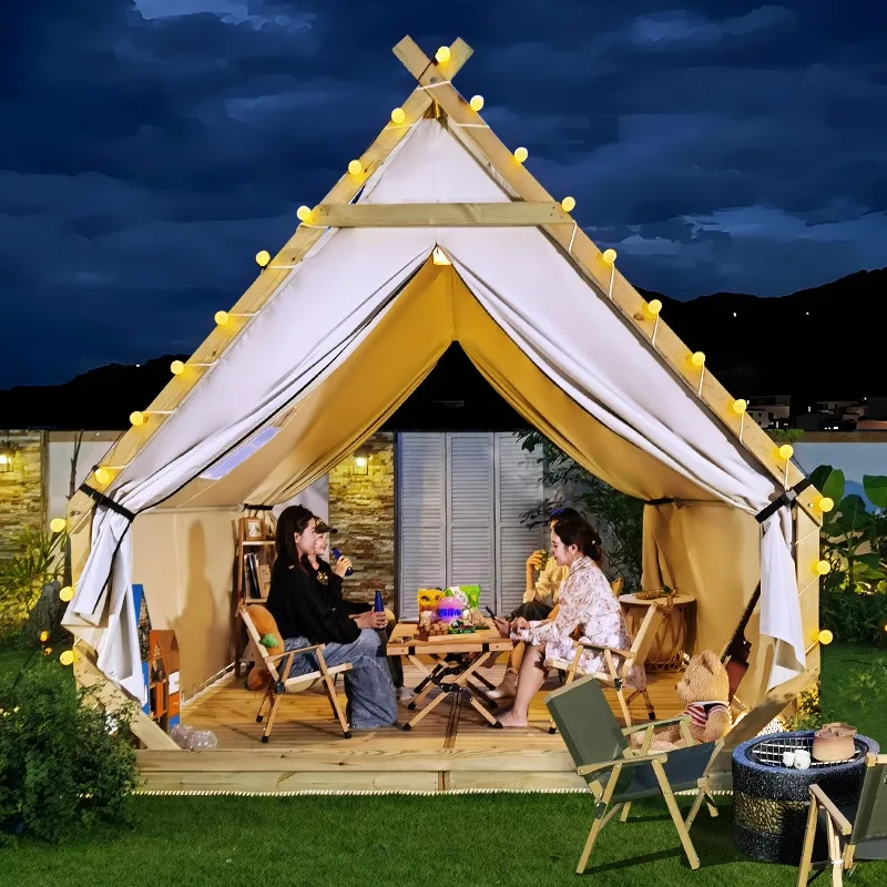 

Уличная треугольная палатка, открытый горячий горшок, кейтеринг, барбекю, крыша, ресторан, живописный кемпинг, палатка для проживания в семье, комната