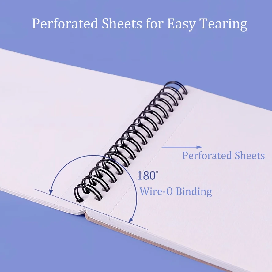 궁극의 여행용 수채화 스케치북: 와이어-O 제본, 쉽게 찢어지는 페이지, 이동 중 그림 그리기에 적합한 180gsm 코튼 - A3/A4/A5