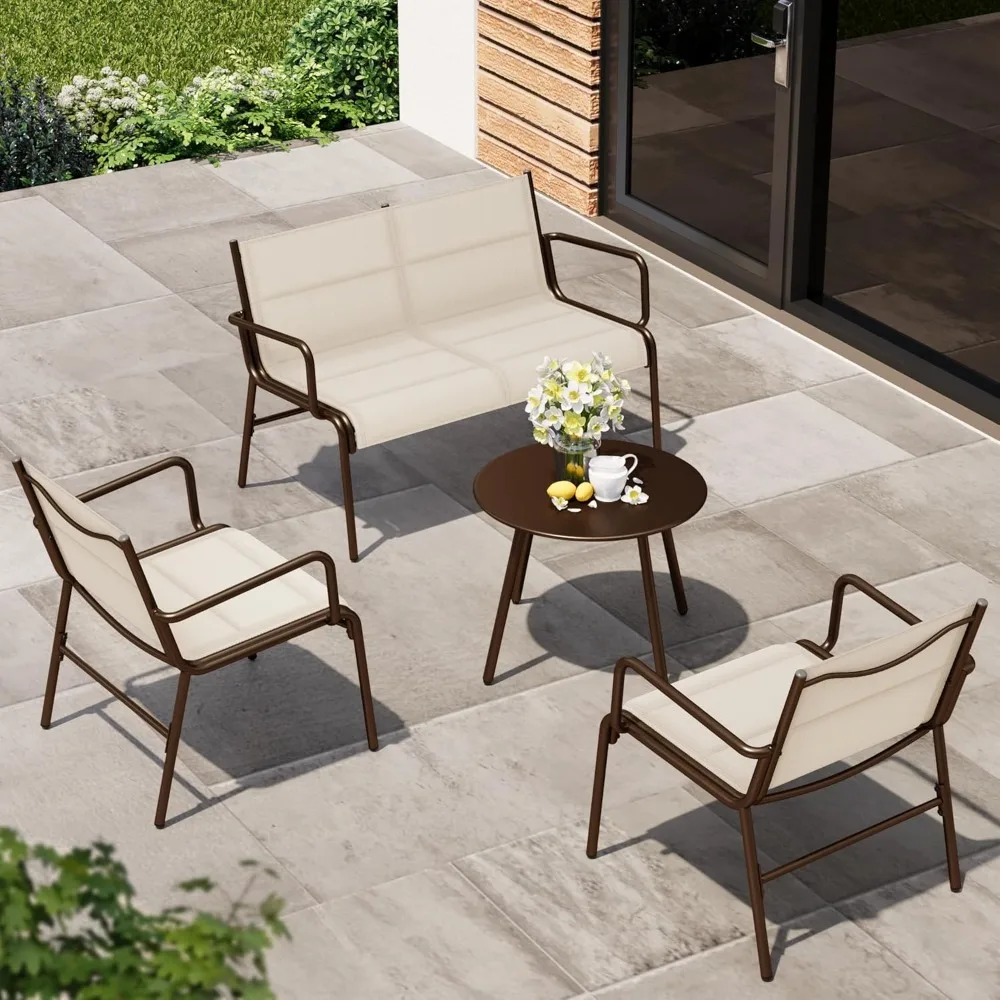 

4-Piece Patio Furniture Set, Waterproof Outdoor Furniture Set, Patio Sofa with Coffee Table for Balcony or Porch, 4 Seats Patio