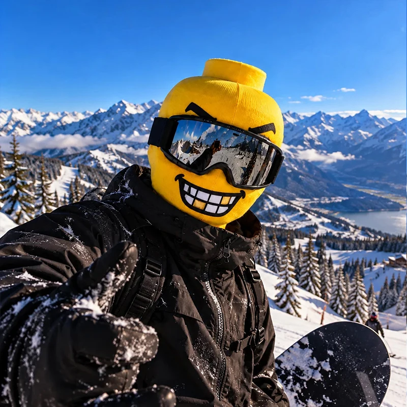 Funny Snowboard Face Mask Outdoor Cycling Windproof Head Cover Toy Block Person Printed Yellow Man Mask Funny Design Balaclava