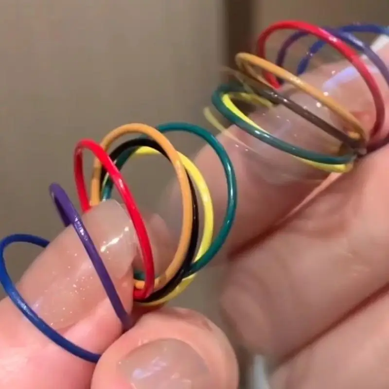 7 pçs/set moda colorido gota de óleo ultra-fino anel para mulheres meninas festa de alta qualidade personalizado charme jóias presente