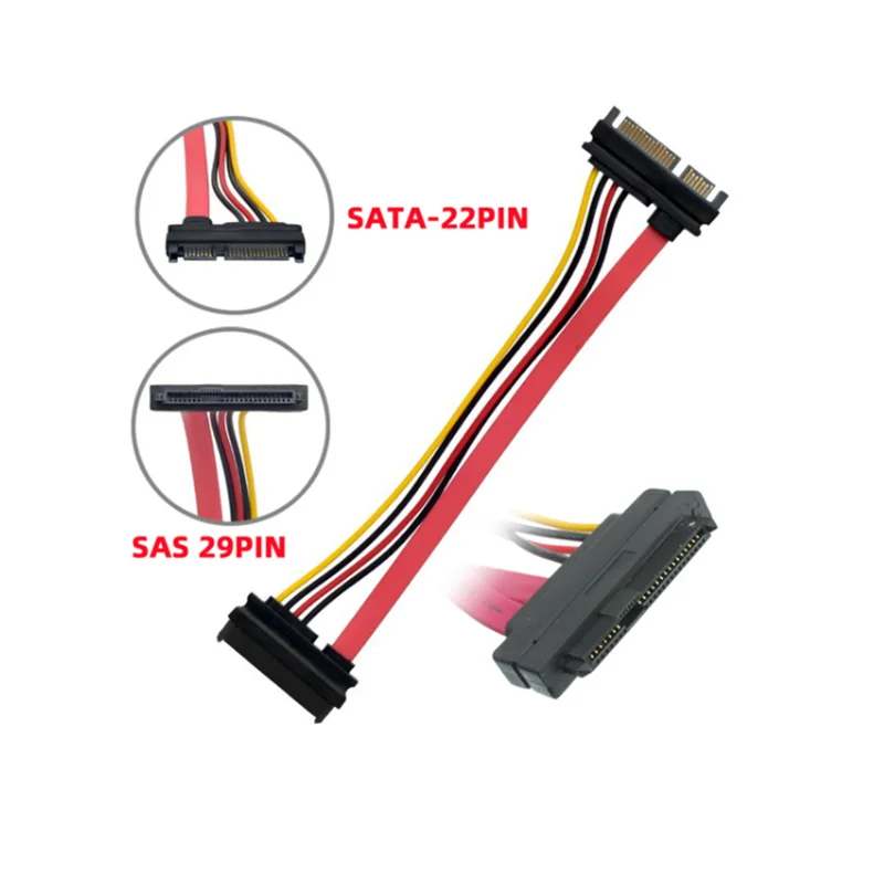 하드 디스크 드라이브 Raid 연장 케이블, SAS to SATA,SFF-8482 SAS 29 핀 to SATA 22 핀, 15 핀 SATA 전원 포트 15cm