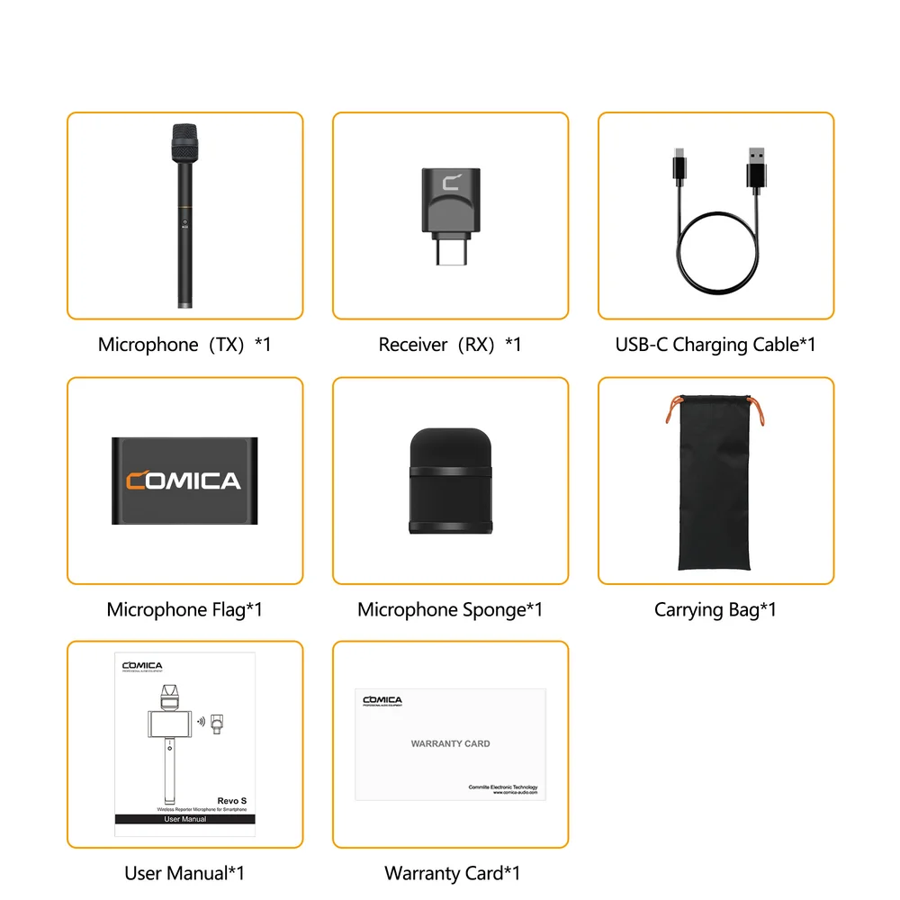 ميكروفون مراسل لاسلكي Comica Revo S لنظام التشغيل الذكي Windows للتثبيت والتقرير والمقابلة وتسجيل الفيديو والسترة المباشرة