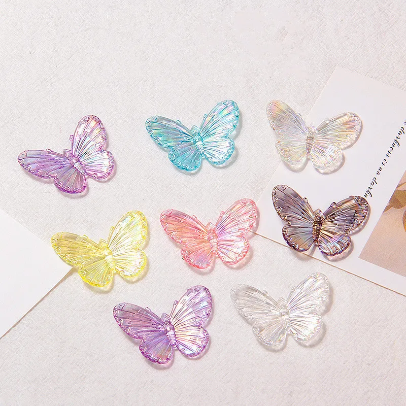 10Pcs Transparent Colour Butterfly Resin DIY Bracelet Eardrop Handwork Accessories  Barrette Phone Case Manufacture Materials