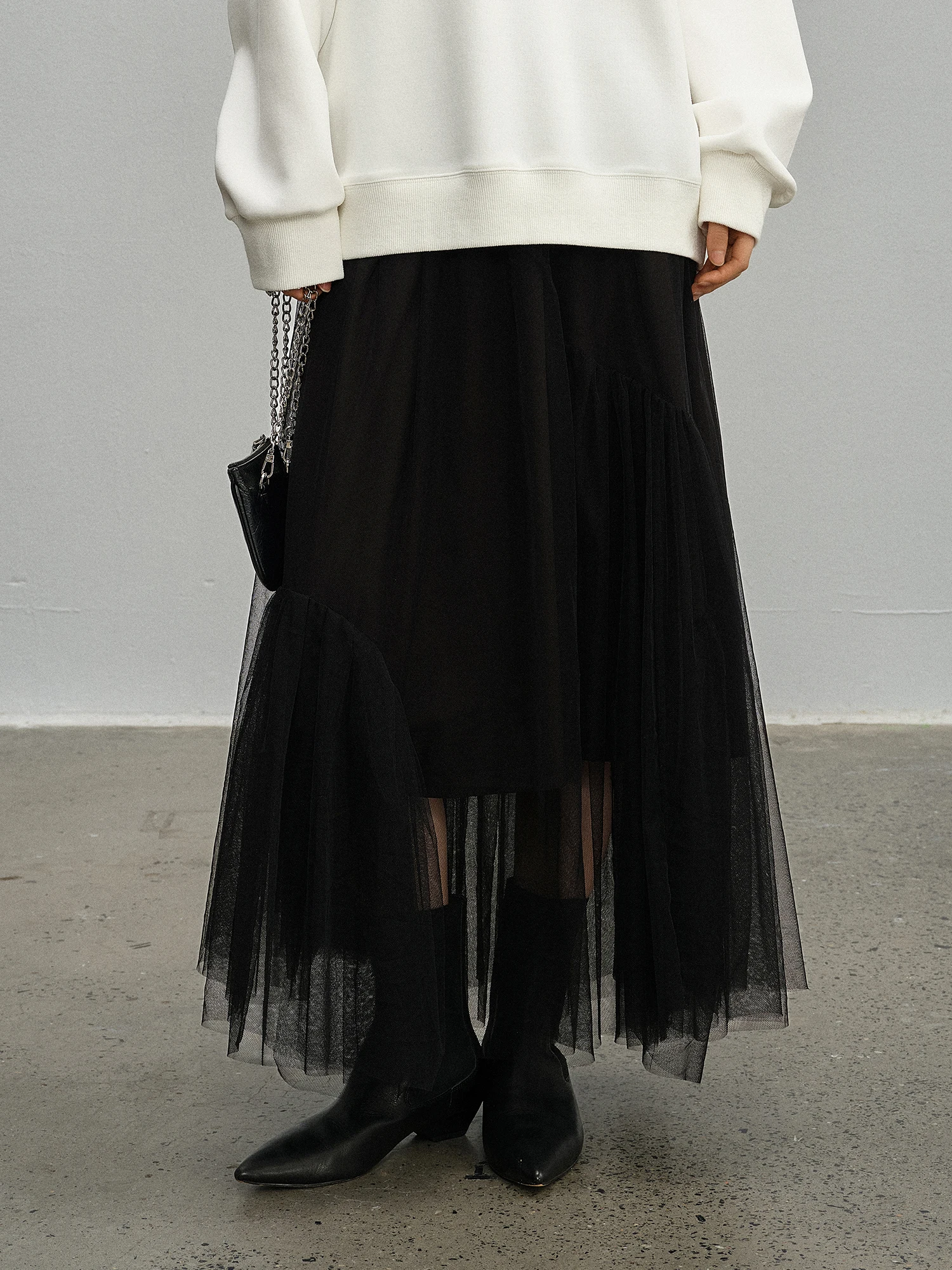 

Ele Wildn Midi A-Line Skirt Women's Chiffon Comfortable Faionable Simple Spring Skirt Nylon Material mid Waist