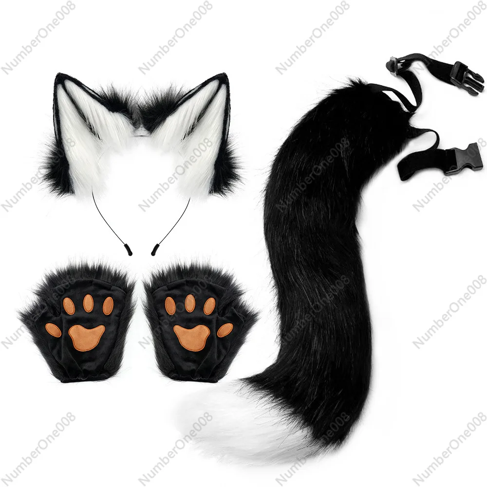 

Hot-Selling Foreign Trade Costume Plush Fox Tail Ear Headband Animal Ear Animal Tail Children's Performance Set