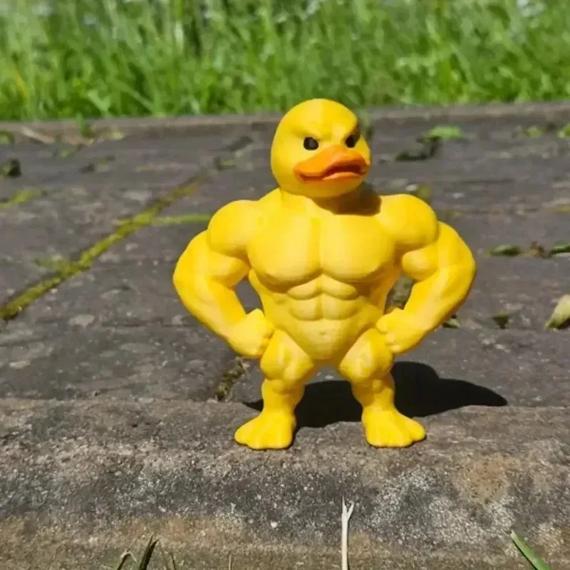 Muscle Duck Statue - 3D Desktop Decor, Cute Bookshelf Whimsical Figurine, Multifunctional Indoor/Outdoor Decoration
