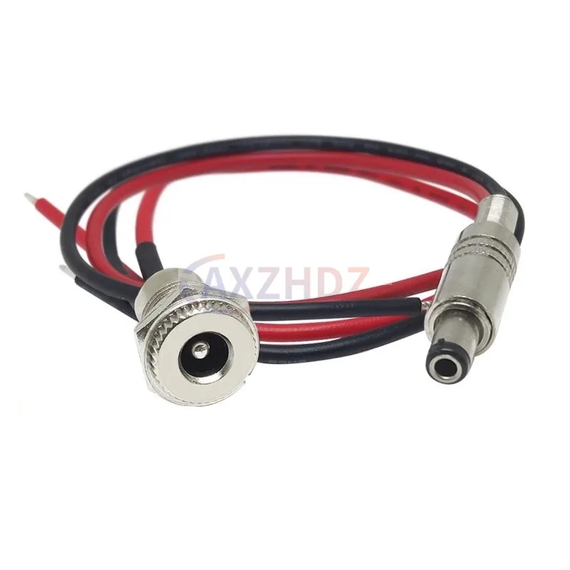 1PCS DC099 5.5 X 2.1mm 5.5 X 2.5mm DC Power Socket Threaded Female Connector Adapter with 20AWG Cable Wires DC-099 10CM 20CM