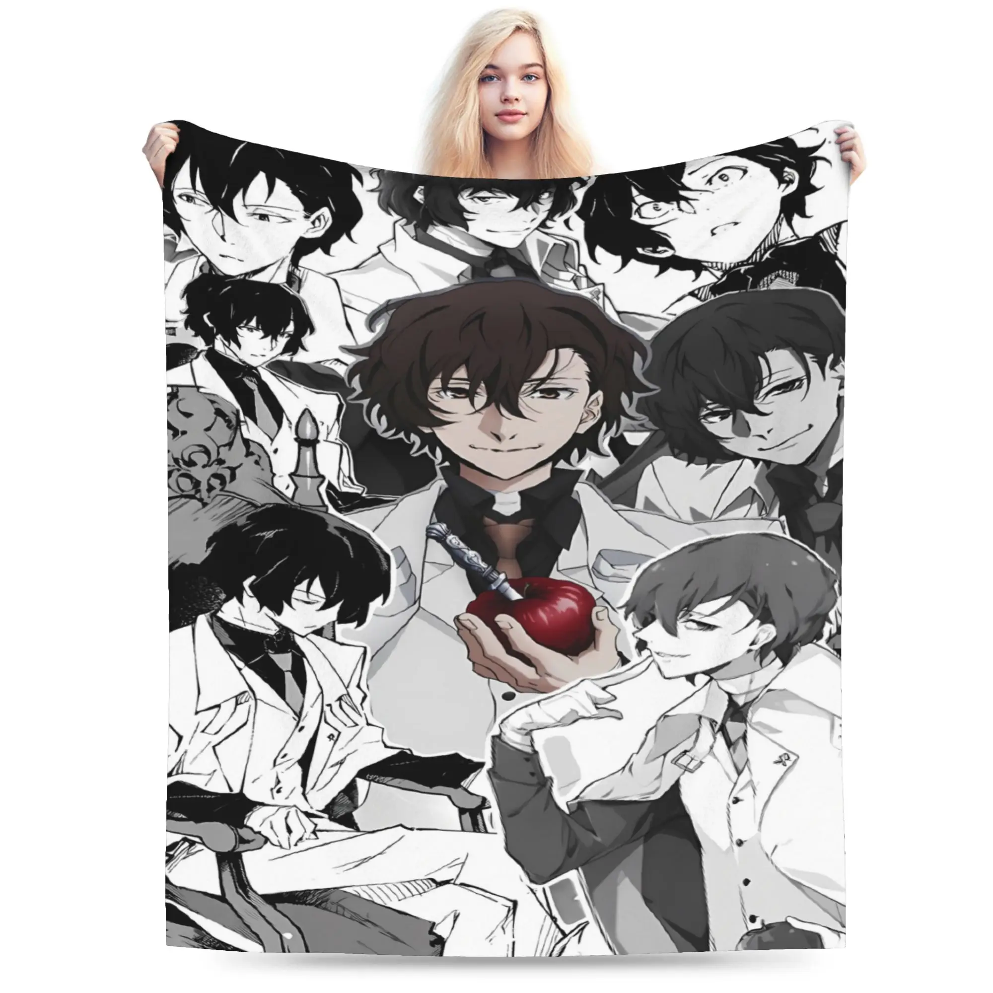 Dazai Bungo Stray Dogs Blanket  Warm Soft Print Plush Throw Blanket For Couch Bed Airplane Travel Flannel Bedspread Bed Cover