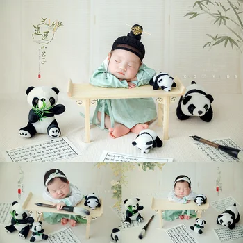 Neugeborene Fotoshooting Outfits koreanischen Stil alten Thema Baby Mädchen Outfit Panda Puppe Fotografie Requisiten kreative Shooting Requisiten