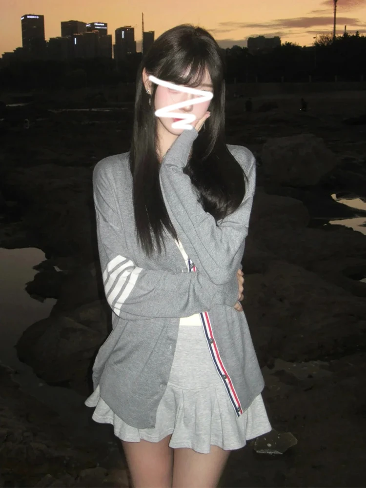 韓国風 Vネック ニット オープンカーディガン レディース 秋冬 ゆったりシック トップス ロング丈 ポリエステル アクリル ナイロン ウール...