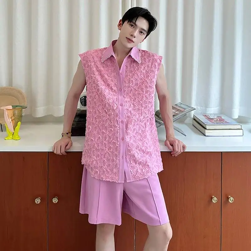 LUZHEN Tank Three-dimensional Patchwork Design Sleeveless 2025 Tops Summer Men's Elegant Handsome Shorts Two-piece Sets JY7065 - view 6